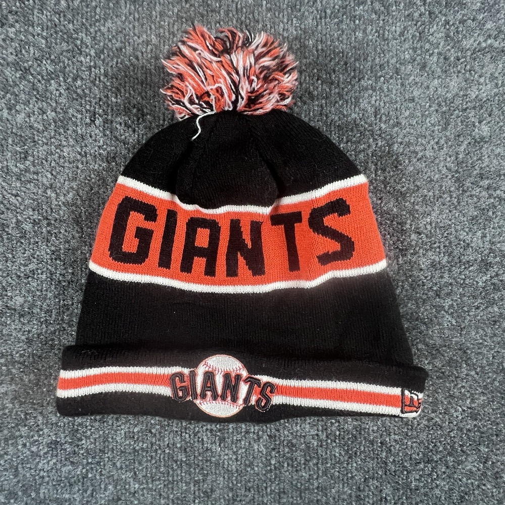 New Era SF Giants Beanie Hat Adult OS Black Orange Knit Pom Embroidered MLB Logo